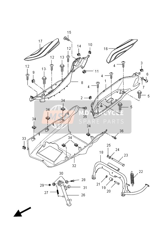 Yamaha VP250 X-CITY 2012 In Piedi & Poggiapiedi per un 2012 Yamaha VP250 X-CITY